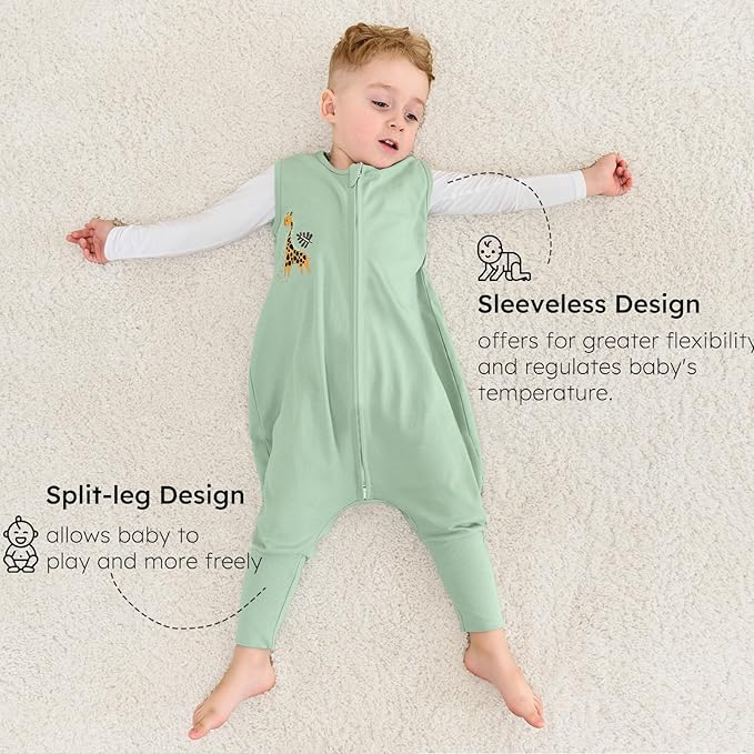 Yoofoss Toddler Sleep Sack with Feet 24-36 Months 100% Organic Cotton Baby Sleep Sack with Legs Toddler Wearable Blanket with 2-Way Zipper