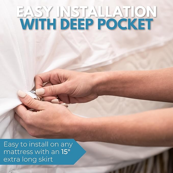 Twin XL Size 39x80” Premium Waterproof Zippered Mattress Encasement, 100% Cotton, Hypoallergenic, Six Sided Mattress Cover, Invisible Zippered, Soft Breathable up to 15" Deep - Rest Line