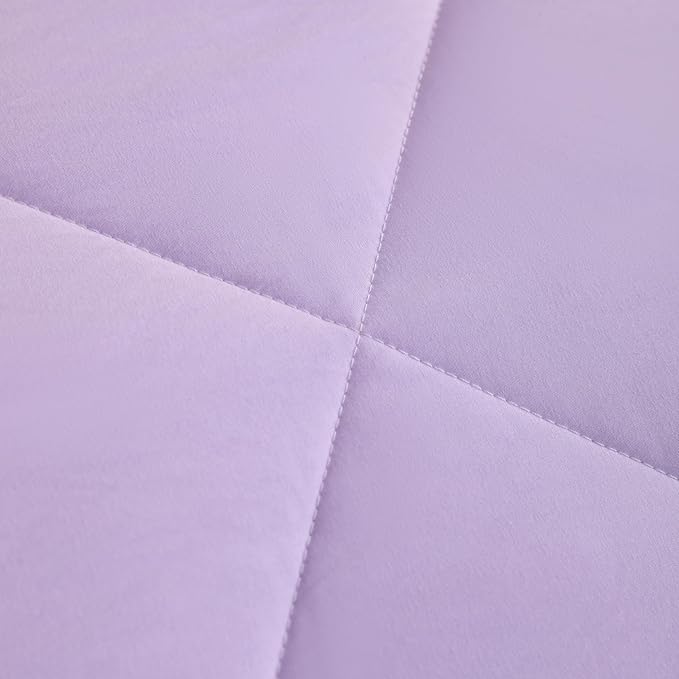 FLXXIE 5 Pieces Toddler Bedding Set, Soft and Breathable Microfiber Crib Sheet Set, Includes Quilted Comforter, Flat Top Sheet, Fitted Sheet, Envelope Pillow Case for Boys and Girls, Lavender