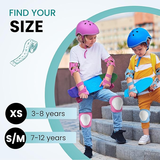 99FLIPS Knee Pads for Kids 3-12 Years - 6pcs Complete Set Certified by TÜV Rheinland - Knee Pads Elbow Pads and Wrist Guards for Kids and Toddler - Skateboard Roller Skates Scooter