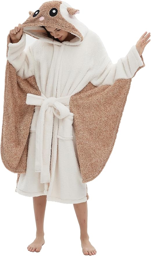CuteOn Bathrobe for Women Soft Fleece Hooded Plush Loungewear