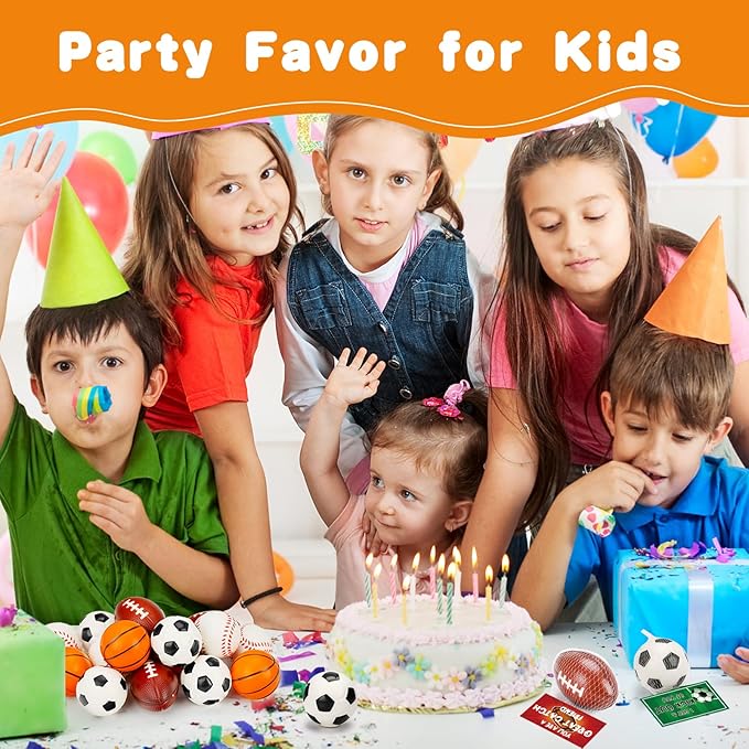 Thremhoo 16 PCS Stress Balls Party Favor for Kids 8-12 Goodie Bag Stuffers Classroom Prizes for Kids Pinata Fillers Boys Birthday Party Gifts Sport Foam Bouncy Balls Toddler 4-8 Bulk Small Toys