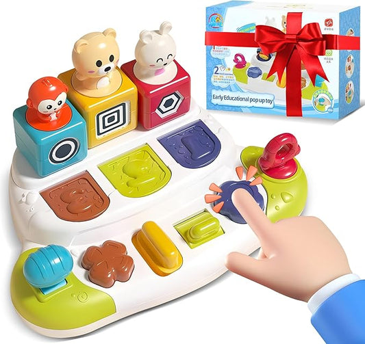 Pop Up Animals Toy with Buttons, Montessori Toys for Babies Cause and Effect Baby Toy Educational Toys 12-18 Months, 2025 for Boys Girls