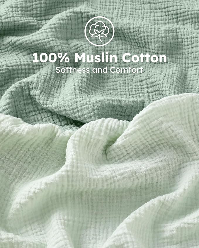 Muslin Pack and Play Sheets Fitted, 100% Cotton Mini Crib Sheets 2 Pack for Pack N Play Mattress, Stretchy Playard Sheet, Soft and Breathable Gradient Green