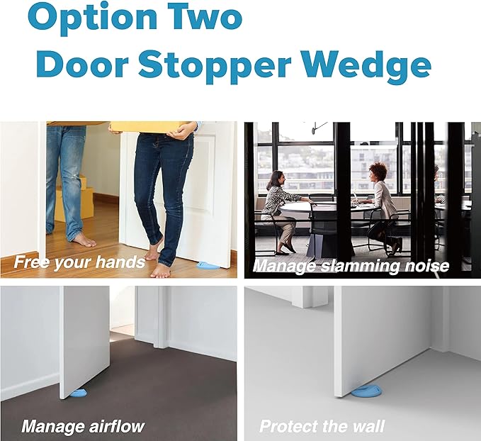 Neobay Door Pinch Guard and Door Slam Stopper, Durable Silicone Door Finger Pinch Guard, Prevents Finger Pinch Injuries, Slamming on Even Heavy Doors Doors, Door Safety for Kids, 2 Pcs Blue Upgraded.