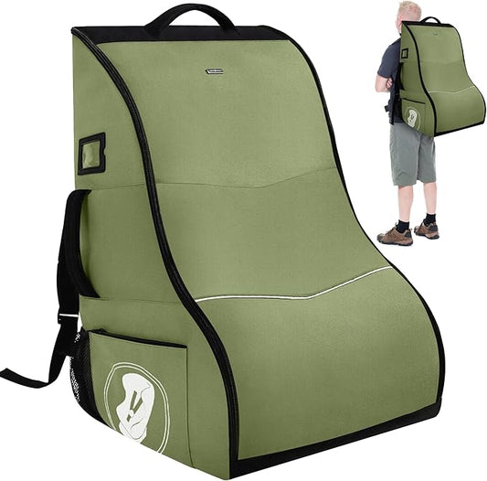 DerBiedersinn Car Seat Travel Bag for Airplane – Waterproof Heavy Duty Carseat Backpack for Gate Check or Airport Travel – Fits Infant, Convertible & Booster Seats, Army Green