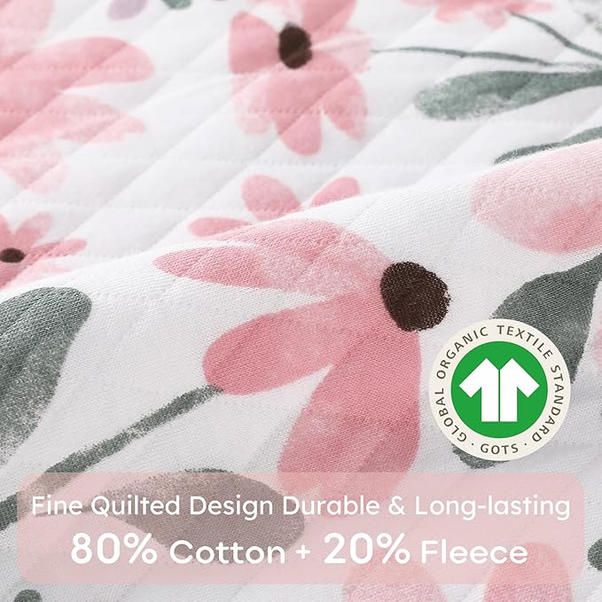 Yoofoss Baby Sleep Sack 6-12 Months 1.0 Tog Long Sleeve Sleep Sack Organic Cotton Wearable Blanket for Infants 2-Way Zipper Quilted Sleeping Sacks(Medium)