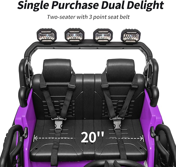 2 Seater Ride on Electric Car, 12V Ride on Toy Car for Kids 4-8 w/Remote Control, EVA Tires - Purple