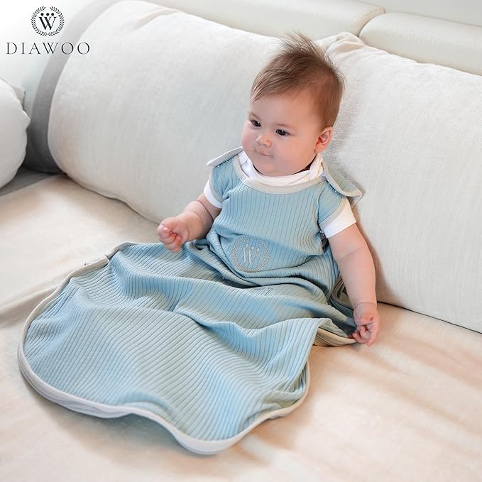 4 Season Baby Sleep Sack–Merino Wool&Organic Cotton–Adjustable Sleeping Bag (2–36 Months) with Two-Way Zipper& Belt Slot