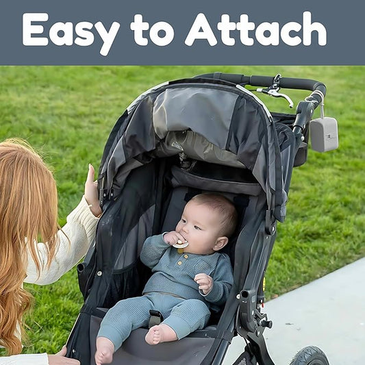 Baby's Aid Silicone Pacifier Case, No Open Slot with Patented Closure, Dishwasher Safe, Attaches to Diaper Bag or Stroller, Holds 2 Pacifiers, (Grey)