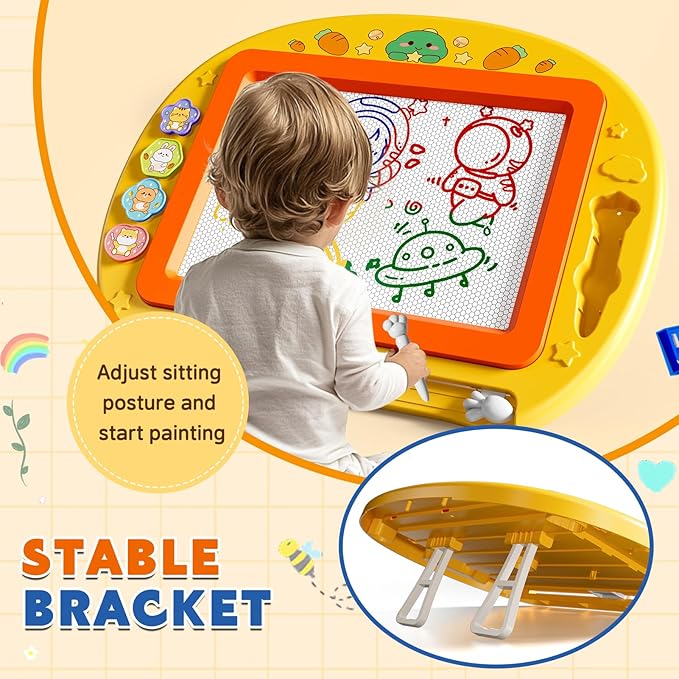 Large Magnetic Drawing Board 13 × 17 in Doodle Board Toddler Toys for Girls Boys 3 4 5 6 7 Year Old Kids, Preschool Educational Travel Toys Gifts Etch A Colorful Sketch Magnet Erasable Writing Pad