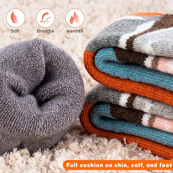 Hylaea Merino Wool Ski Socks Kids, Knee-high Warm Thermal Snowboard Skating Socks for Boys Girls Toddler