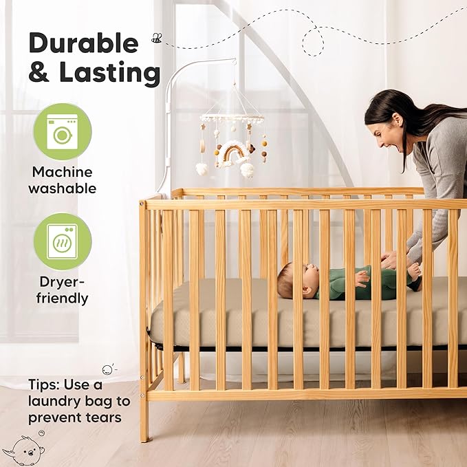 KeaBabies 2-Pack Fitted Crib Sheets for Boys, Girls, Baby - Soft Bamboo Viscose Cotton, 52x28 Standard Crib Mattress Sheets, Toddler Bed Mattress Cover, Gender Neutral, Breathable,Durable (Wild Fawn)