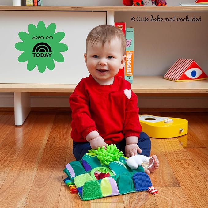 Follies The Sensory Garden Baby Stroller and Tummy Time Toy - Portable Baby Toy - Crinkles, Mirror & Textures, Montessori-Inspired Infant Toy, Washable & Non-Toxic