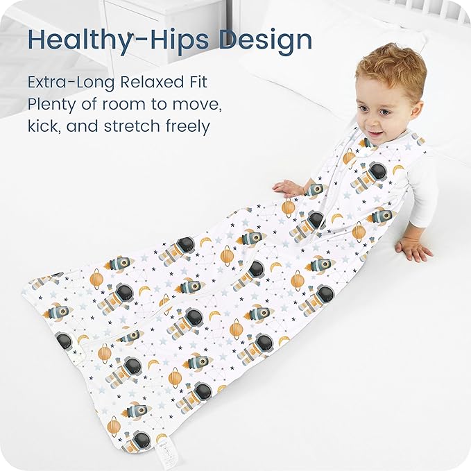 Toddler Sleep Sacks 2T-3T-4T, 0.5 TOG Light Summer Wearable Blankets, Extra Long XL Sleeping Bags, 2 Pack