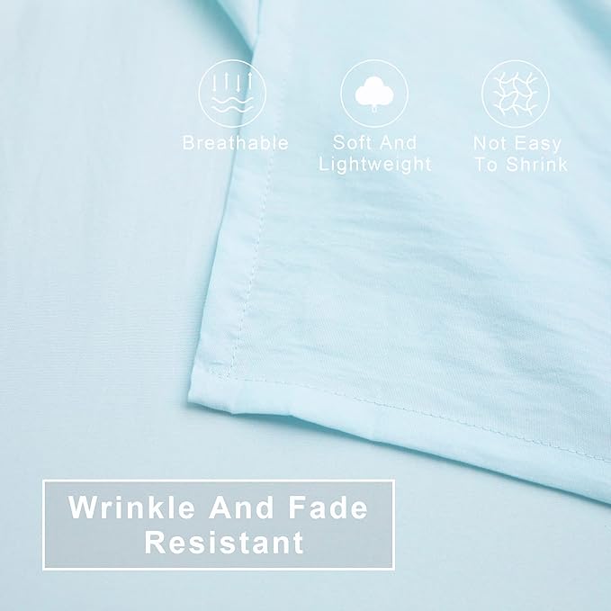 FLXXIE 4 Pieces Toddler Bedding Set, Soft and Breathable Microfiber Crib Sheet Set, Includes Quilted Comforter, Flat Top Sheet, Fitted Sheet, Envelope Pillow Case for Boys and Girls, Aqua