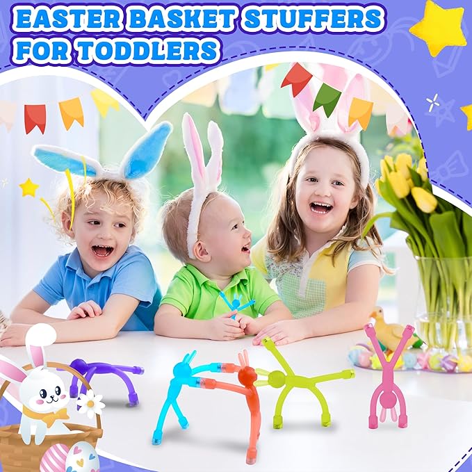 10Pcs Magnetic Bunny Men Travel Toys for Toddlers Kid Girls ADHD Quiet Airplane Travel Activities Essential Toy Magnets Rabbit Fidget Toys Adults Autism Cool Gadget for Office Desk Classroom Prizes