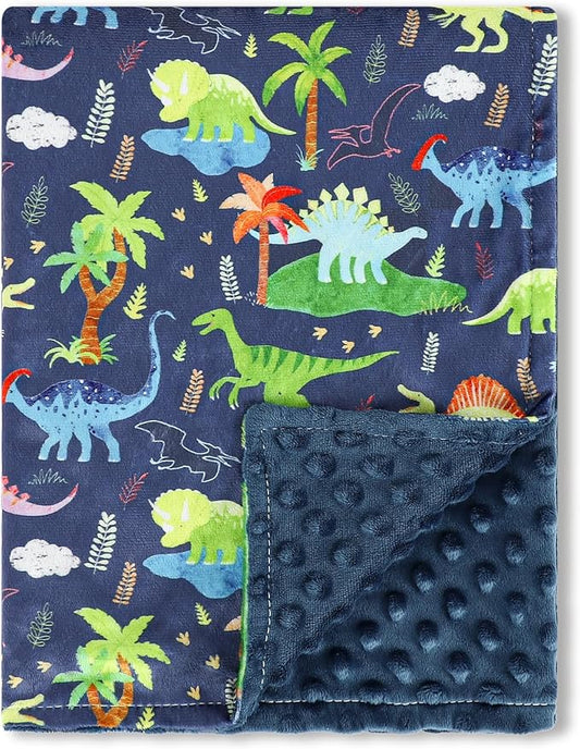 Baby Blankets for Girls, Toddler Newborn Blanket Double Layer with Dotted Backing Crib Receiving Blanket for Toddler Nursery Bed Blanket, Dinosaur, 30x40 Inches