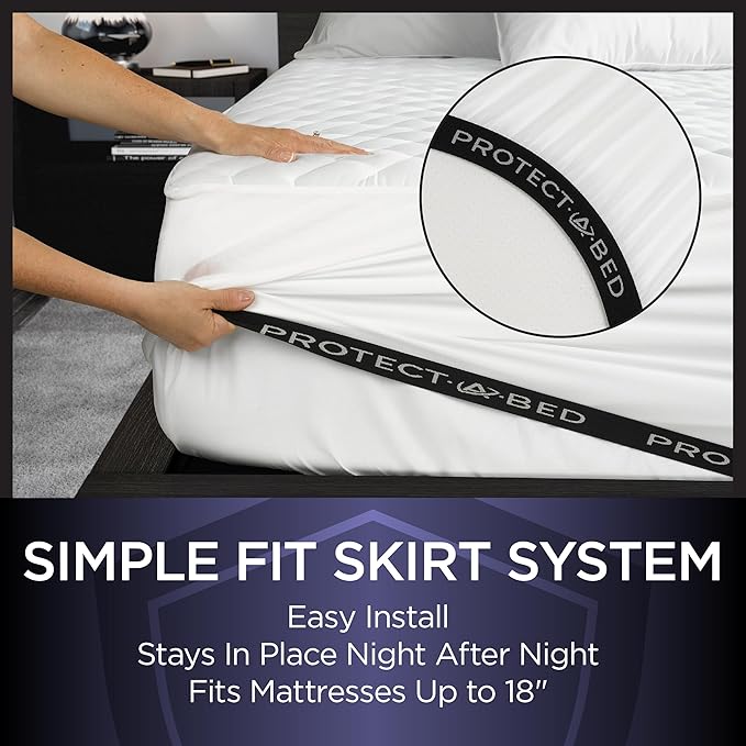 Protect-A-Bed Essential Mattress Pad King, 100% Waterproof, Dust Mite Barrier Mattress Pad, Breathable & Quiet, Antimicrobial, Fits 11"-18" Mattresses