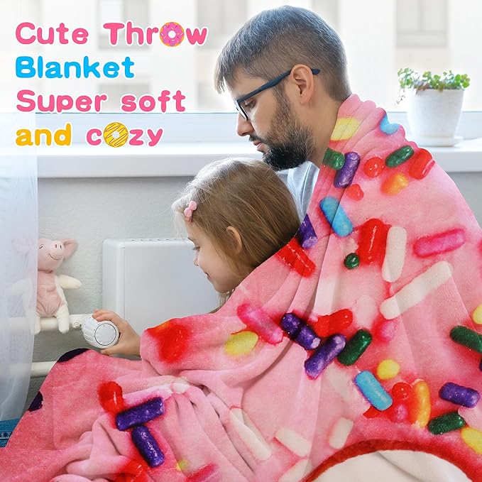 SeaRoomy Donuts Novelty Funny Flannel Round Blanket - Funny Gifts for Teens Boys and Girls