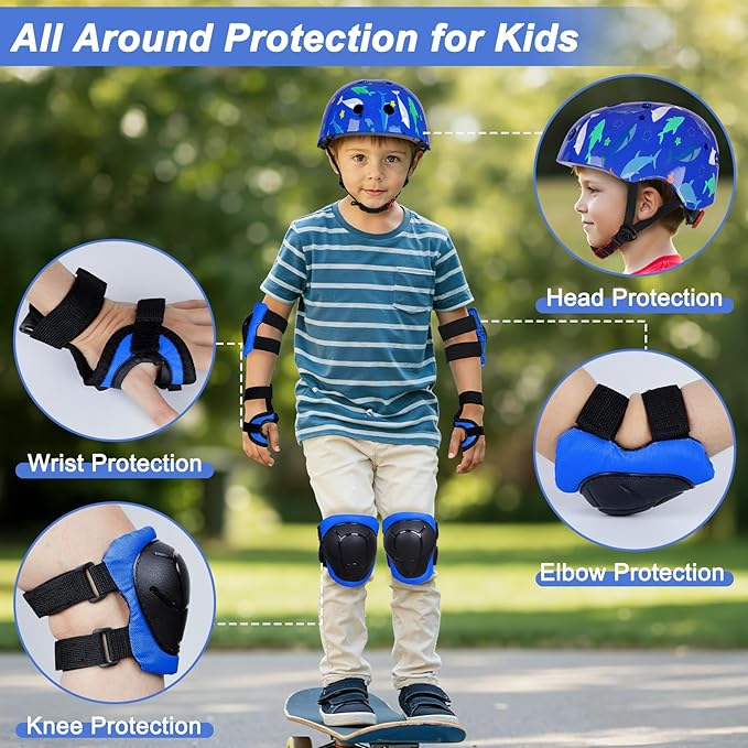 FIODAY Kids Helmet Knee Pads for Kids Unicorn Knee and Elbow Pads Wrist Guards Adjustable Protective Gear Set for Girls Boys Sports Skateboard Inline Skating Scooter