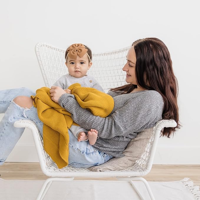 Natemia 100% Organic Cotton Knitted Baby Receiving Blanket for Newborn, Infant & Toddler – Ultra Soft 30" x 40" Crib, Stroller & Nap Time Cover for Boys and Girls – Baby Cotton Blanket