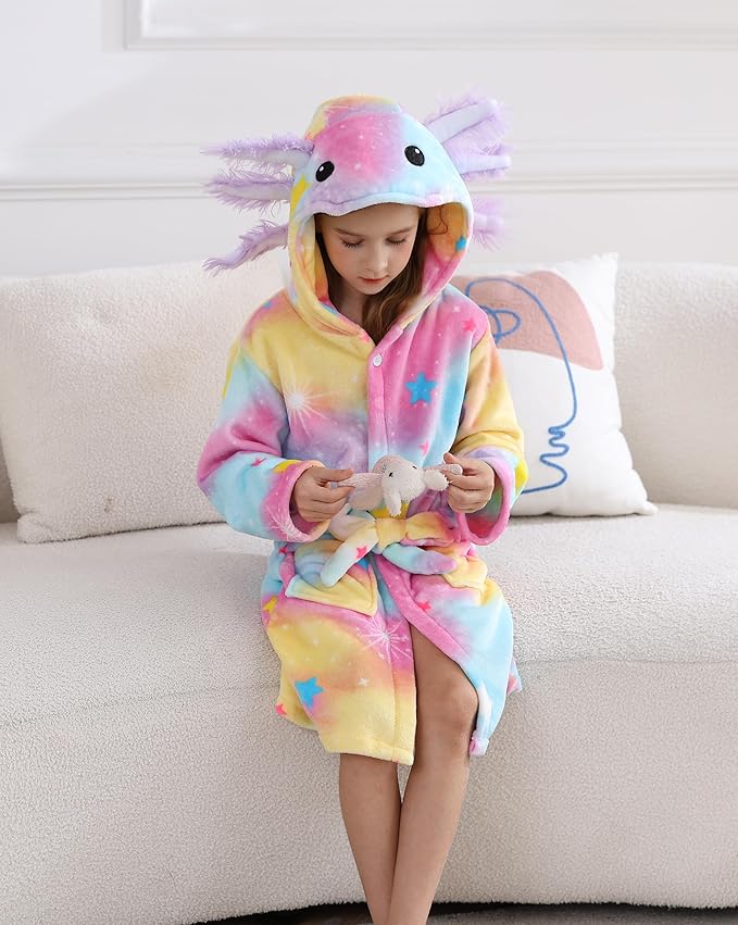 CuteOn Bathrobe for Women Soft Fleece Hooded Plush Loungewear