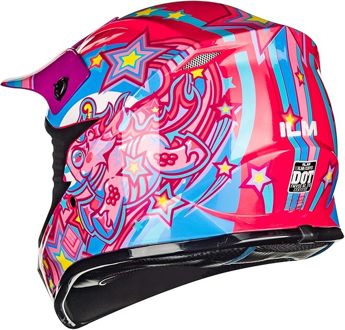 ILM Youth & Kids Dirt Bike Helmets Motocross ATV Dirtbike BMX MX Offroad Full Face Motorcycle Helmet, DOT Approved Model 128YS (Pony Pink, Youth-XLarge)