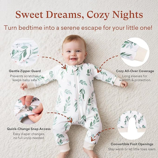 Baby 1.0 TOG Long Sleeve Sleep Suit with Legs, Premium Baby Swaddle Transition Sleep Sack, Newborn to 24 Months