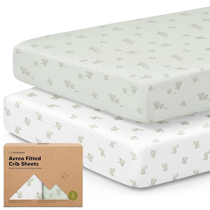 KeaBabies 2-Pack Fitted Crib Sheets for Boys, Girls, Baby - Soft Bamboo Viscose Cotton, 52x28 Standard Crib Mattress Sheets, Toddler Bed Mattress Cover, Gender Neutral, Breathable, Durable (Elly)