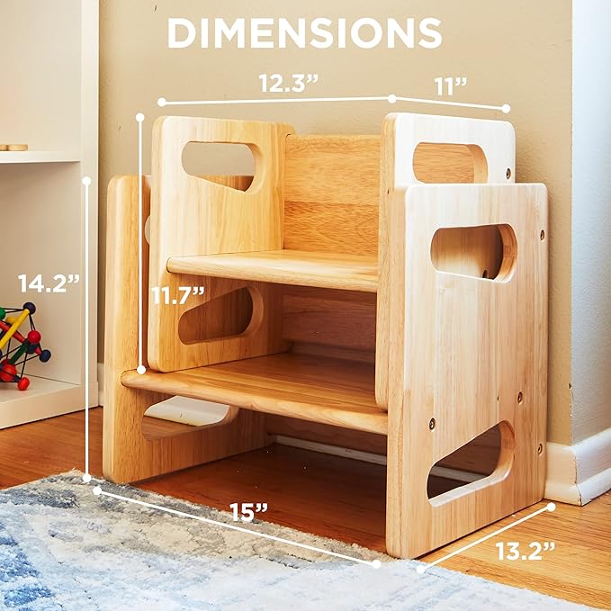 Montessori Weaning Table and Chair Set - Solid Wooded Toddler Table - Cube Chairs for Toddlers - Real Hardwood - Kids Montessori Furniture