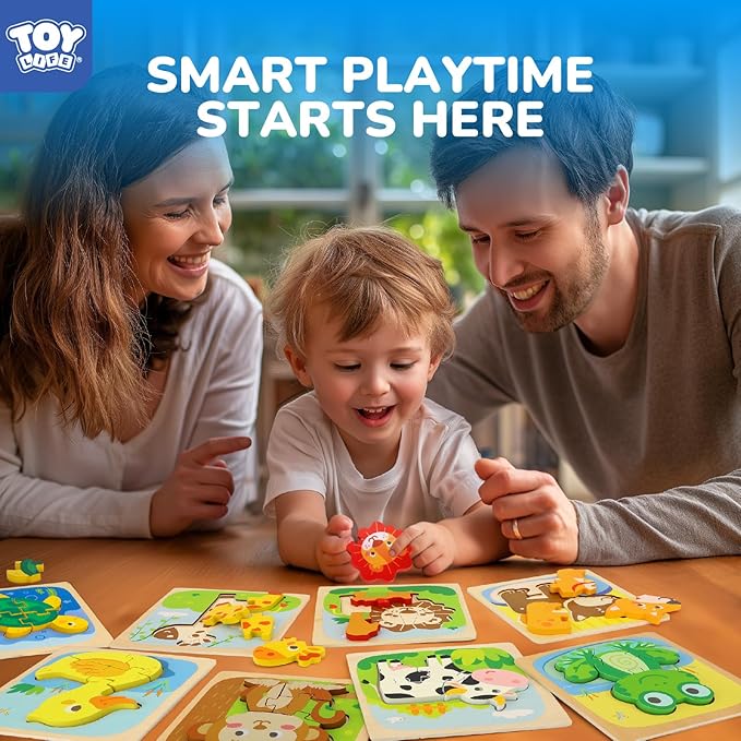 TOY Life Wooden Puzzles for Toddlers 2-4, Montessori Toys for 1 2 3 Year Old Boys Girls, Animals Puzzles Educational Learning Toys 2 Year Old, Christmas Birthday Gifts for Grandkids Ages 6M+