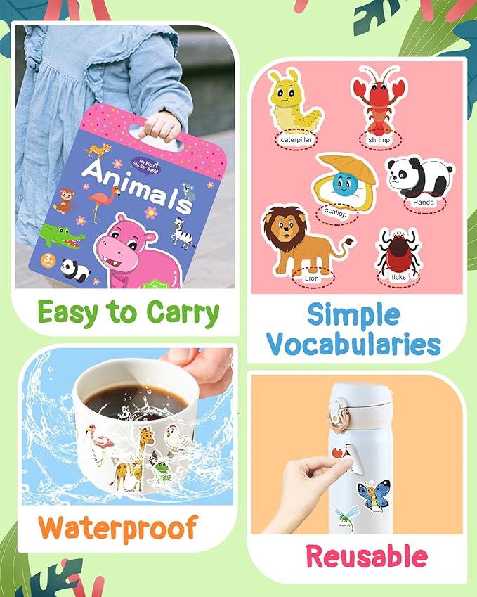 Benresive Reusable Sticker Books for Toddlers, 3 Sets Travel Stickers for Kids, Toddler Sticker Book, Crafts Activities for Toddlers, 3 and Up Birthday Gifts Travel Toys