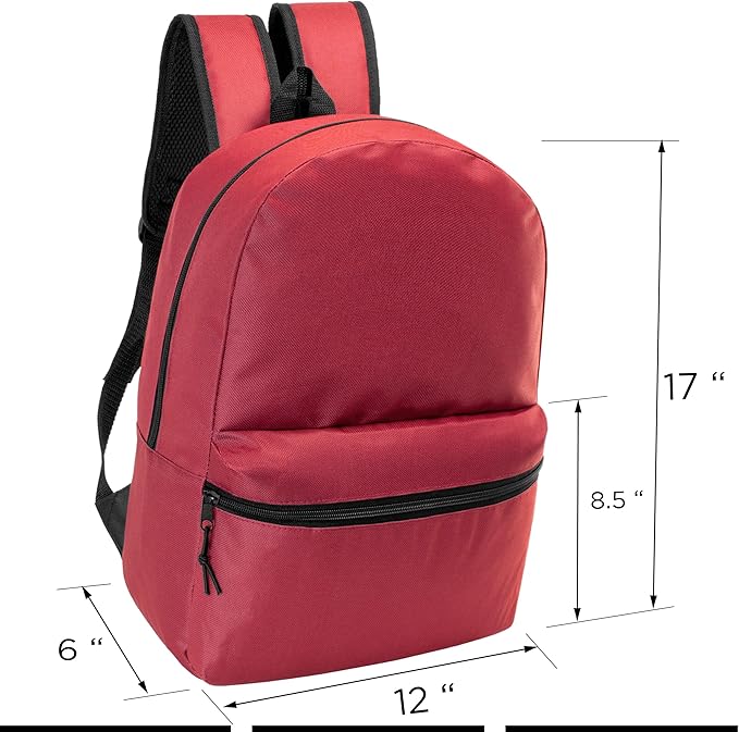 17" School Backpacks for Kids - Backpacks in Bulk for Elementary, Middle, and High School Students in Assorted Colors