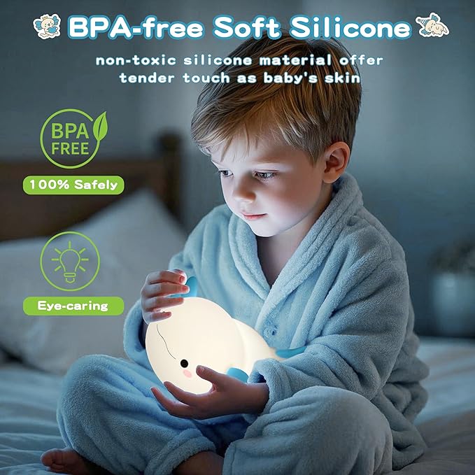 FAMIDUO Axolotl Night Light,Cute Axolotl Lamp,Food Grade Silicone Nursery Nightlight,Rechargeable/Dimmable LED Squishy Novelty Animal Bedside Touch Lamp,Baby Room Decor, Axolotl Gifts for Kids/Boys