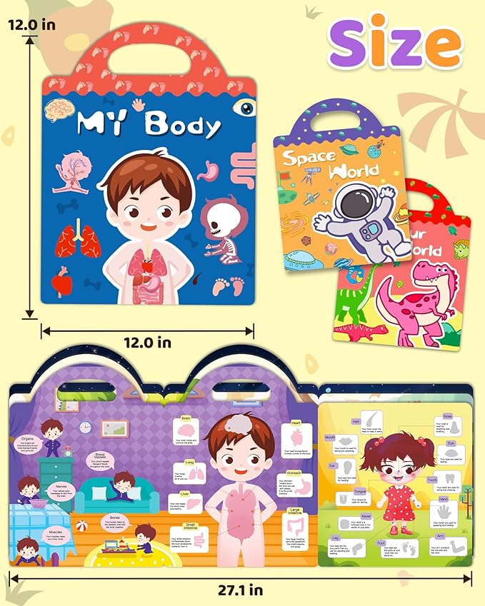 Benresive Reusable Sticker Books for Kids 2-4, Sticker Books for Toddlers 1-3 2-4, Toddler Travel Toys Activities Crafts Gifts