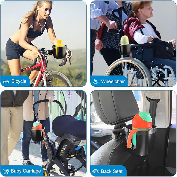 Accmor Stroller Cup Holder, Universal Cup Holder for Uppababy Nuna Doona Strollers, Bottle Drinks Holder for Wheelchair, Walker, Bike, Scooter