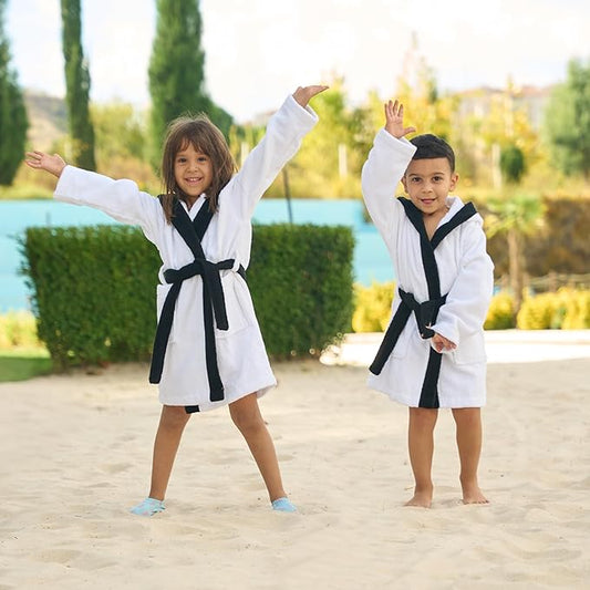 BAGNO MILANO Kids Organic Turkish Cotton Hooded Beach Cover-Up Towel, GOTS Certified, for Boys and Girls (Panda White, 5-6 Years)