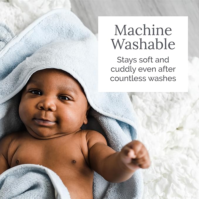 Natemia Hooded Baby Bath Towel - 100% Organic Cotton Baby Towels for Newborns, Toddlers, Boys, Girls - Soft Absorbent 450 GSM - Gentle on Sensitive Skin - Baby Shower Registry Gift (35" x 35")