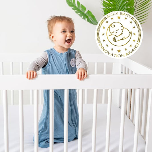 Dreamland Baby Lightweight Bamboo Viscose Sleep Sack (12-24 Months). 1.0 TOG Ultra Soft Blanket w/ 2-Way Zipper. 95% Viscose, 5% Spandex (Ocean). Mom-Owned US Business, Premium Materials