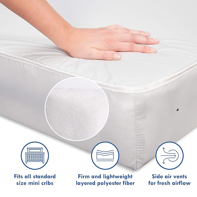 DaVinci Complete Slumber MINI Crib Mattress, Firm support, Lightweight, Waterproof, Greenguard Gold Certified