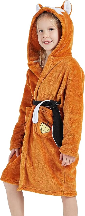 DELEY Girl's Robe Baby Boys Hoodie Robes Toddler Bathrobes for Kids Pajamas Sleepwear