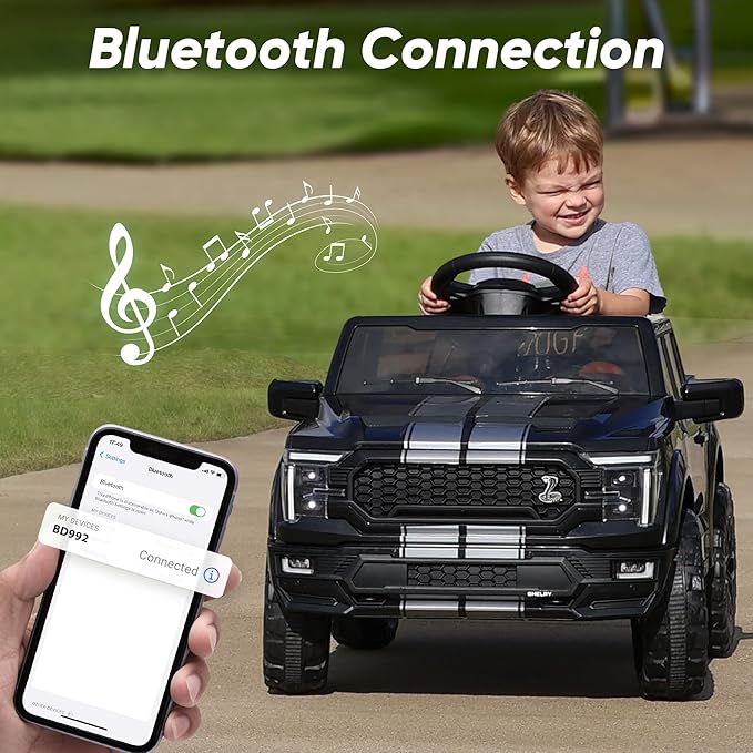 Licensed Ford Shelby F-150 24V Kids Ride on Toy, Electric Car for Kids with Remote Control, 400W Motors - Black