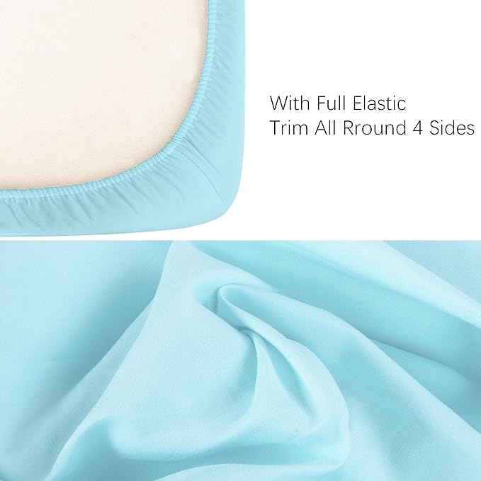 NTBAY 100% Brushed Microfiber Fitted Crib Sheet, Super Soft and Cozy 28x52 Crib Sheet for Standard Crib and Toddler Mattresses, Boys, Girls, Unisex, Aqua, 28x52 Inches