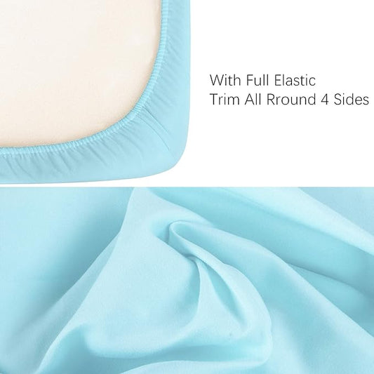 NTBAY 100% Brushed Microfiber Fitted Crib Sheet, Super Soft and Cozy 28x52 Crib Sheet for Standard Crib and Toddler Mattresses, Boys, Girls, Unisex, Aqua, 28x52 Inches