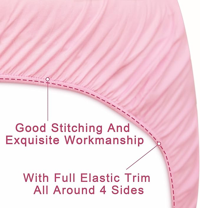 FLXXIE 4 Pieces Toddler Bedding Set, Soft and Breathable Microfiber Crib Sheet Set, Includes Quilted Comforter, Flat Top Sheet, Fitted Sheet, Envelope Pillow Case for Boys and Girls, Pink