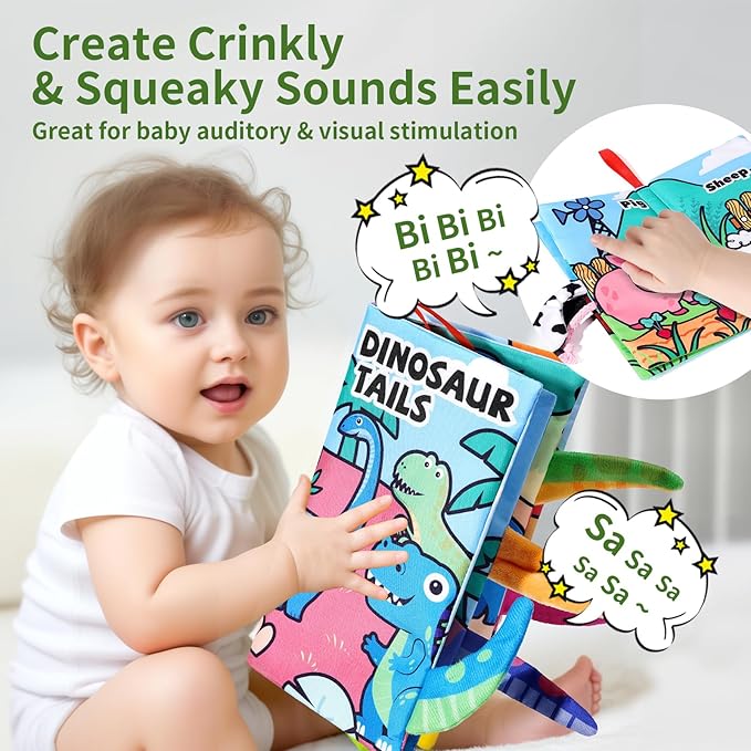 4-Pack Baby Books 0-6 Months, Baby Crinkle Books, Touch and Feel Sensory Toy for Babies, Infant Toys 0-6 Months, Soft Fabric Toy Shower Gift - 6 Pages Blue