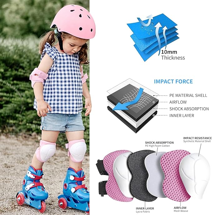 Adjustable Gradient Color Kids/Toddler Bike Helmet for 1-2-3-5-8-14 Years Boys Girls,Skateboard Helmet with Knee and Elbow Pads Wrist Guard Roller Skates,Cycling,Skating Scooter Longboard