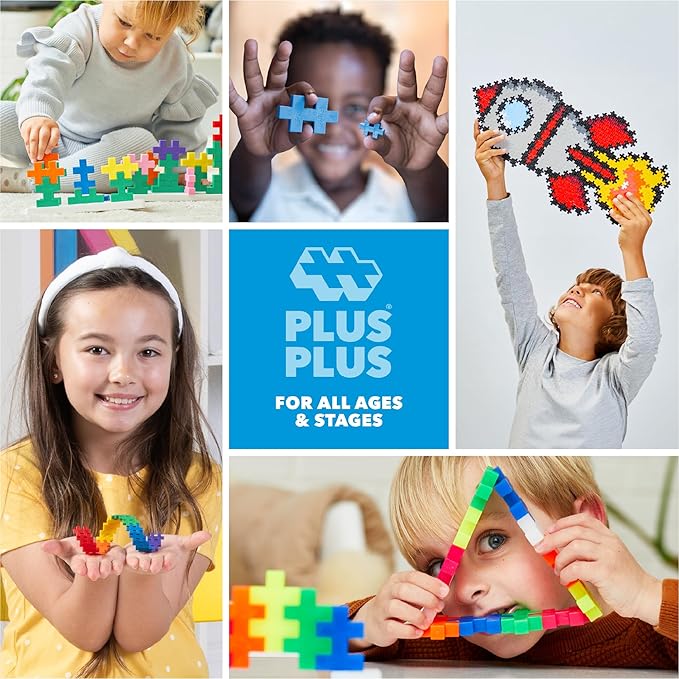 PLUS PLUS 240 Piece Interlocking Building Blocks for Kids, Open Ended Connecting Toys, Stem Bin Classroom Mini Manipulatives - Glitter Frost Mix Play Tube