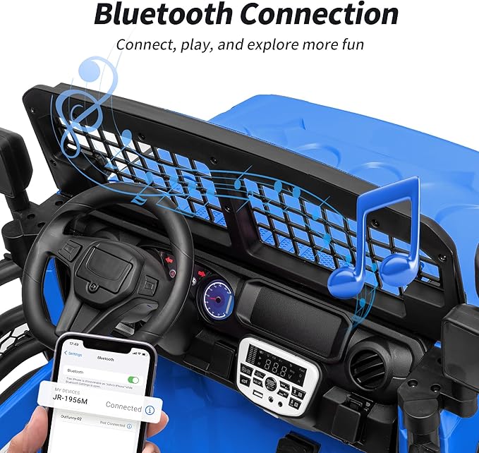 2 Seater Ride on Car Toy, 12V Electric Car for Kids 4-8 with Remote Control, Capacity 110 lb, LED Light - Blue